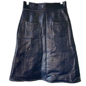 Never A Wallflower Navy Coated Skirt Size XS Front Pocket originally $245